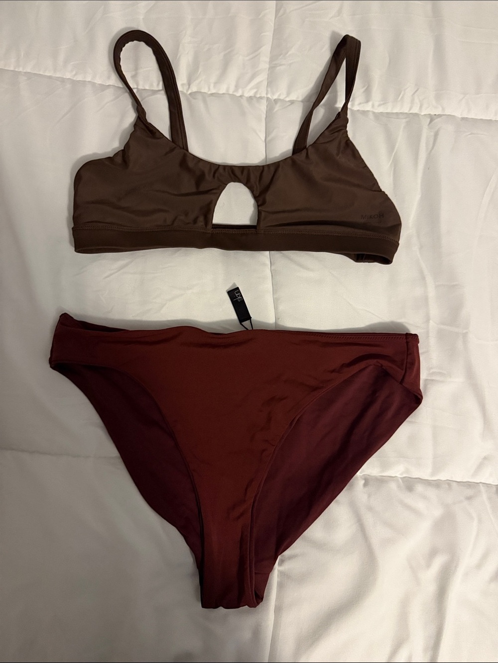 Women's Brown Keyhole Swim Top - Soft Stretch Comfort, Skin bikini bottoms